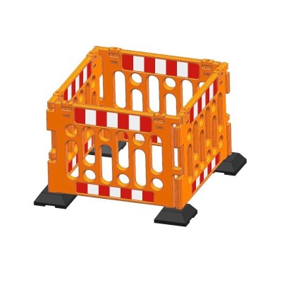 1 x 4 barrières de police polypropylène 1,20m - base 10 kg - orange