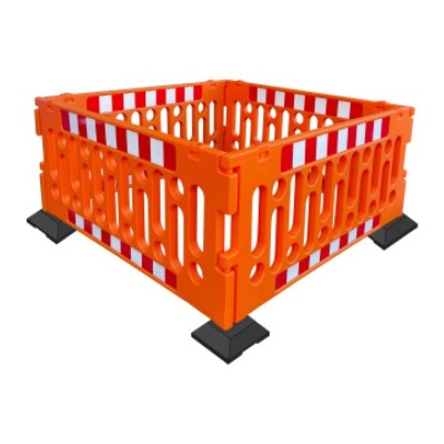 1 x 4 barrières de police polypropylène 2m - base 10kg - orange