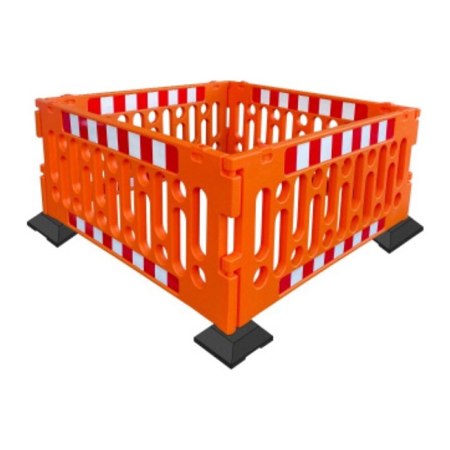 1 4 barrières de police polypropylène 2m - base 10kg - orange