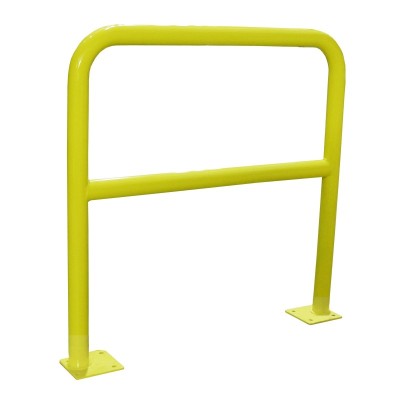 1 x Barrière de sécurité jaune acier 1000mm avec platine - Ø40mm