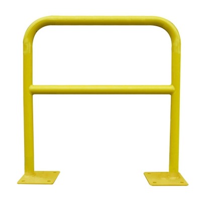 1 x Barrière de sécurité jaune acier 1500mm avec platine - Ø40mm