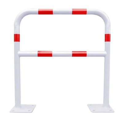 1 x Barrière de sécurité rouge/blanc acier 1500mm avec platine - Ø40