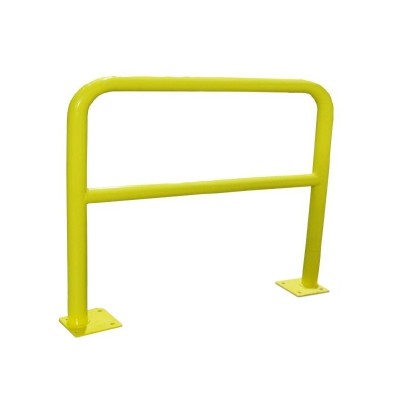 1 x Barrière de sécurité jaune acier 2000mm avec platine - Ø40mm