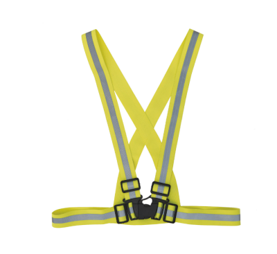 BAUDRIER JAUNE FLUO BANDES RETRO BOUCLES REGLABLES TAILLE UNIQUE