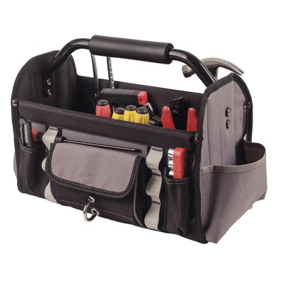 BOITE A OUTILS SOUPLE NOIR GRIS 14L MULTI-COMPARTIMENTS