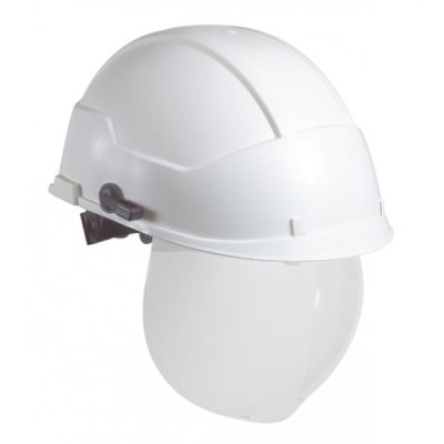 CASQUE ELECTRICIEN IDRA BLANC A VISIERE + JUGULAIRE 4 PTS - 0251JM