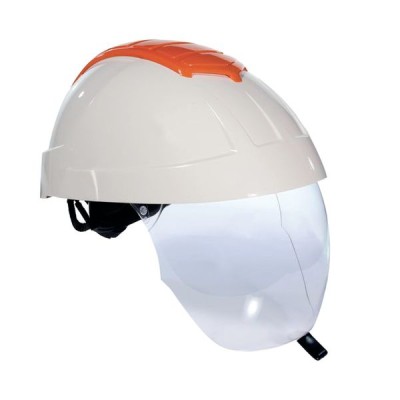 CASQUE ELECTRICIEN E-MAN BLANC A VISIERE CRASH BOX ORANGE