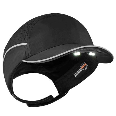 CASQUETTE ANTI-CHOC LEGERE LEDS SKULLER 8965 VISIERE 50MM+PILES-NOIRE
