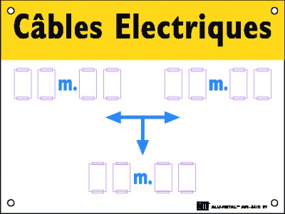 PLAQUE ALUMETAL "CABLES ENFOUIS" - AM6410 - LOT DE 5