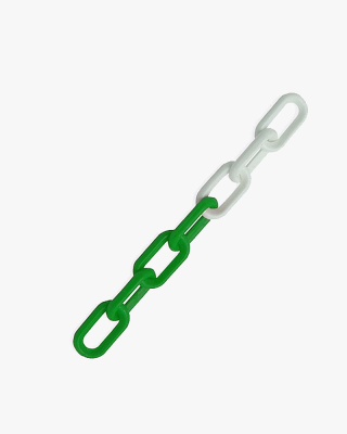 1 x Chaîne de signalisation plastique vert/blanc - Diamètre 8 mm x 2