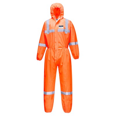 COMBINAISON ORANGE FLUO BANDES RETRO EN1149 TYPE 5/6 - ST36