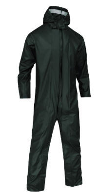 COMBINAISON DE PLUIE PU/PVC VERTE A CAPUCHE COMBIPUV