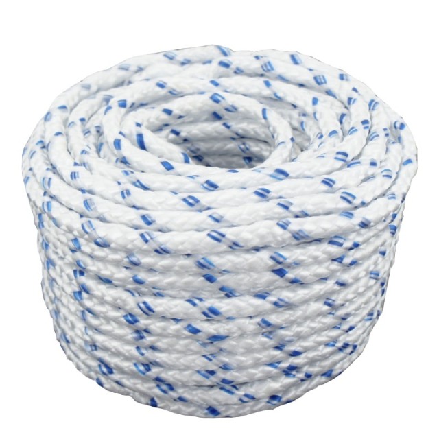 7 x Drisse polyester - blanc fil bleu - Diamètre 4 mm x 27 m