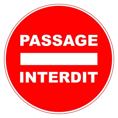 5 x Panneau PVC adhésif - passage interdit