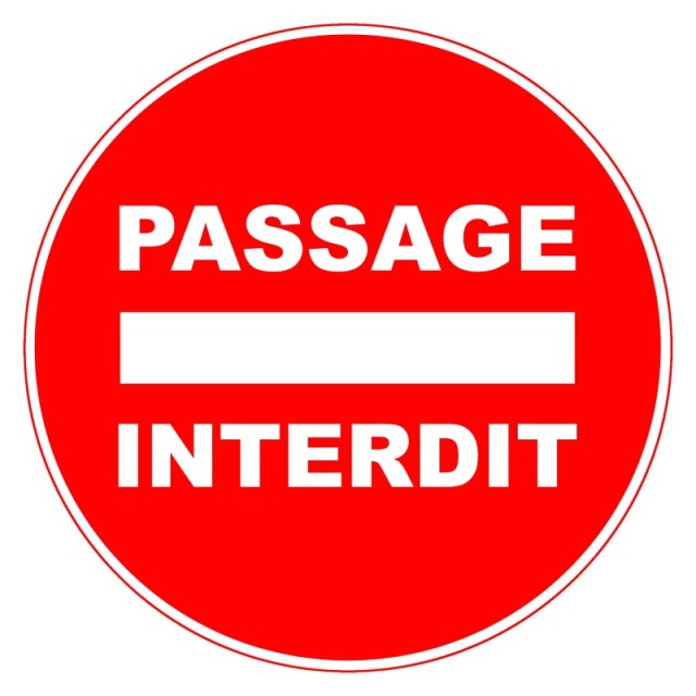 5 x Panneau PVC adhésif - passage interdit