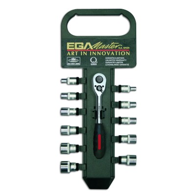 JEU DE 11 DOUILLES ET CLE A CLIQUET DE 1/4" - 61323