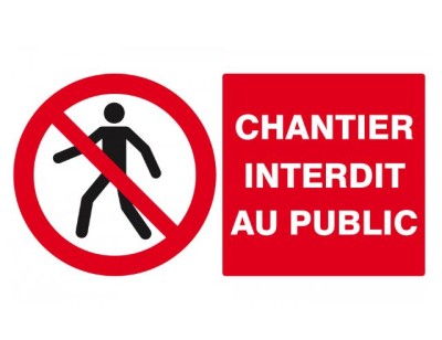 ETIQUETTE CHANTIER INTERDIT AU PUBLIC 24X40CM - LOT DE 10