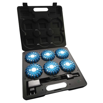 1 x Mallette de 6 lampes 9 positions - 12 LED - bleu