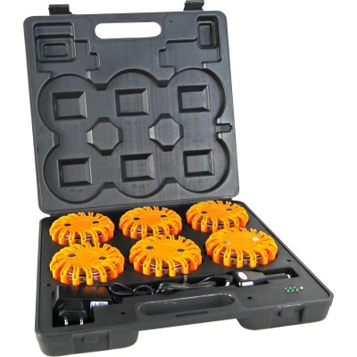1 x Mallette de 6 lampes 9 positions - 12 LED - orange