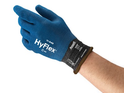 GANTS HYFLEX NITRILE END. TOTALE RUGUEUX NOIR/BLEU