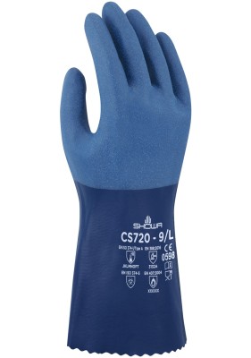 GANTS SHOWA 720R ENDUIT NITRILE BLEU RUGUEUX - LG 305MM