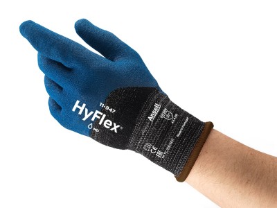 GANTS HYFLEX ENDUIT 3/4 POLYURETHANE/NITRILE BLEU/NOIR