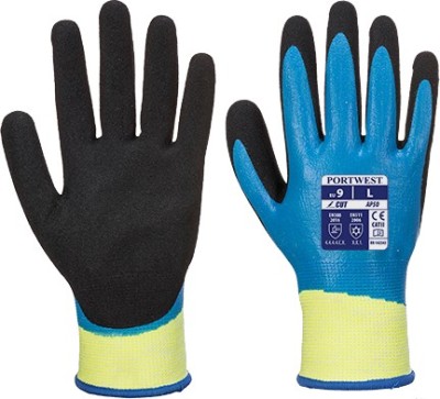 GANTS AQUA CUT PRO BLEU/NOIR HPPE/NITRILE - AP50