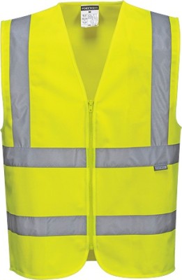 GILET BAUDRIER HI-VIZ JAUNE CL2 - FERMETURE GLISSIERE - C375