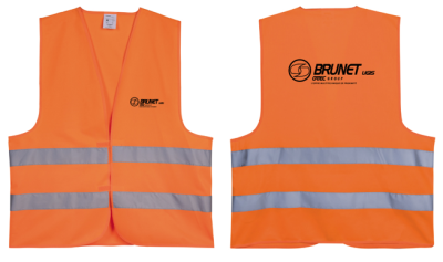 GILET HV ORANGE COEUR ET DOS NOIR BRUNET UGIS