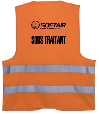 GILET HV ORANGE DOS NOIR SOFTAIR SOUS-TRAITANT