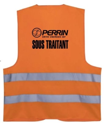 GILET HV ORANGE DOS NOIR PERRIN SOUS-TRAITANT