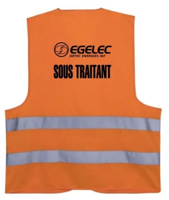 GILET HV ORANGE DOS NOIR EGELEC SOUS-TRAITANT