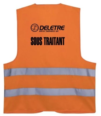 GILET HV ORANGE DOS NOIR DELETRE SOUS-TRAITANT