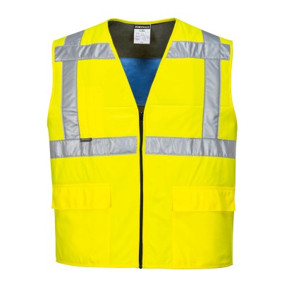 GILET RAFRAICHISSANT HV + BANDES RETRO JAUNE  - T.L/XL - CV02