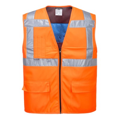 GILET RAFRAICHISSANT HV + BANDES RETRO ORANGE  - T.L/XL - CV02