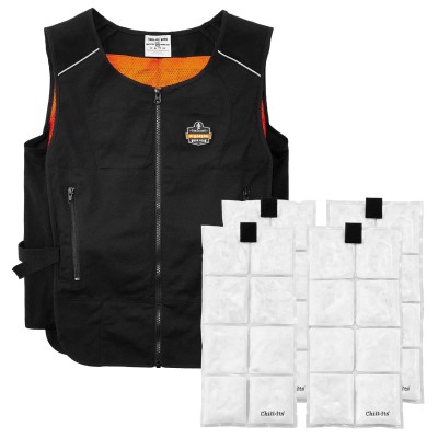GILET NOIR CHILL-ITS 6260 + 4 PACKS DE REFROIDISSEMENT