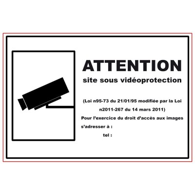 5 x Panneau PVC rectangulaire - Site sous vidéo surveillance