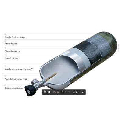 BOUTEILLE AIR COMPRIME COMPOSITE 300B 3L VIDE