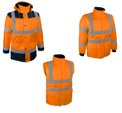 PARKA 4 EN 1 HV ORANGE FLUO/MARINE - PIAMO