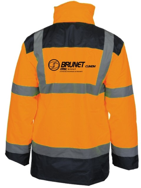 PARKA HV PLUIE FROID 4/1 ORANGE/MARINE FLOQUEE BRUNET CLIM2M