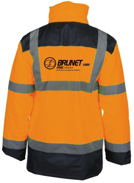 PARKA HV PLUIE FROID 4/1 ORANGE/MARINE FLOQUEE BRUNET UGIS