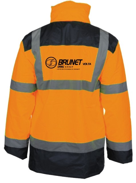 PARKA HV PLUIE FROID 4/1 ORANGE/MARINE FLOQUEE BRUNET VOLTA