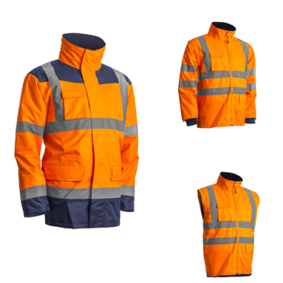 PARKA HV PLUIE FROID 4/1 KANATA ORANGE FLUO/MARINE