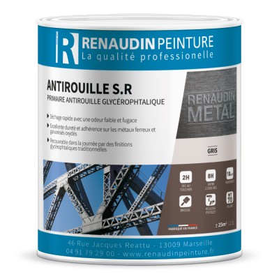 PEINTURE ANTIROUILLE GRIS SECHAGE RAPIDE - BID.2.5L