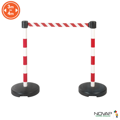 POTEAU SIGNALISATION A LESTER AVEC SANGLE ETIRABLE 3M - LOT DE 2