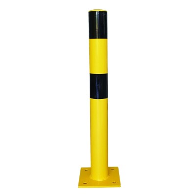 1 x Poteau de protection acier - 90mm - à fixer - noir/jaune