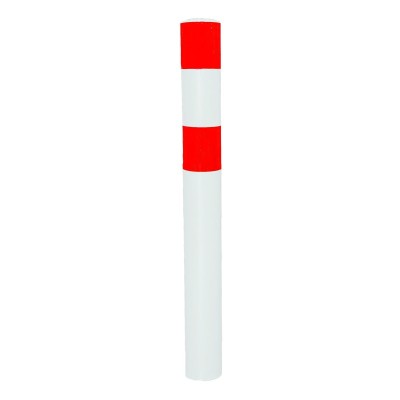 1 x Poteau de protection acier - 90mm - à sceller - rouge/blanc