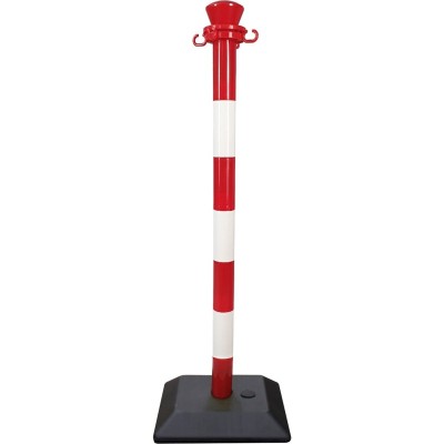 1 x Poteau ABS monobloc base lestée - rouge/blanc