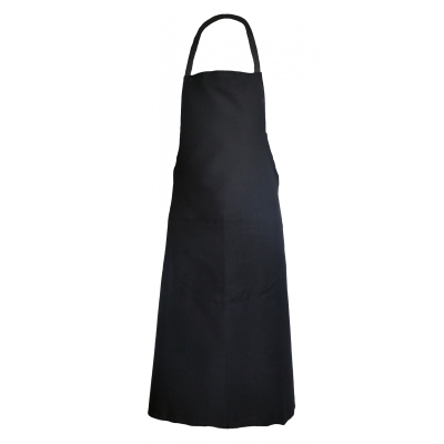 TABLIER DE CUISINE A BAVETTE  100% COTON 220G 90X105 NOIR 