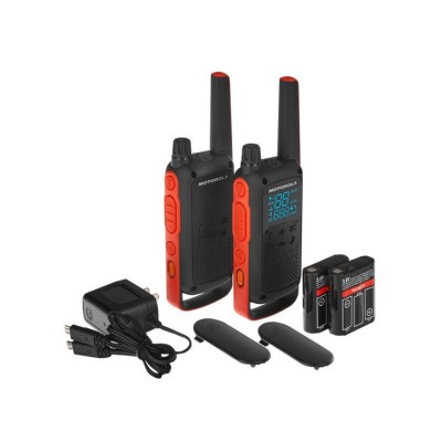 LOT DE 2 TALKIE WALKIE MOTOROLA T82 AVEC BATTERIES+CHARGEUR+CLIP